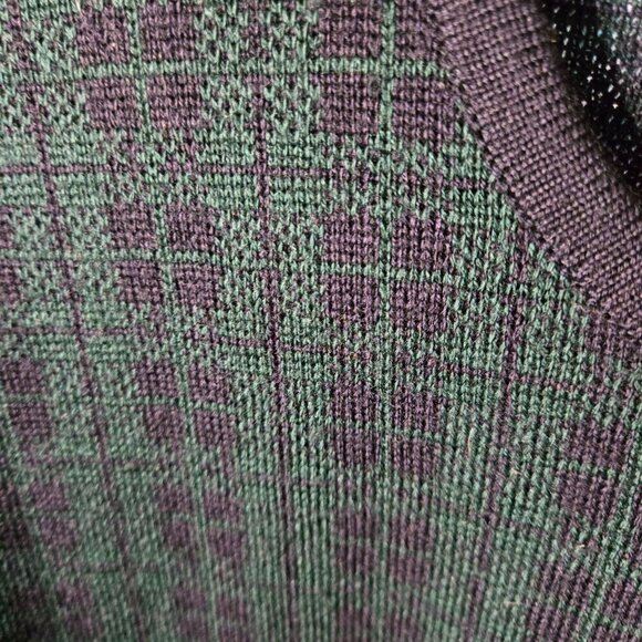 Brooks Brothers Green Navy Plaid Merino Wool Classic Crewneck Sweater Size M - Picture 3 of 4